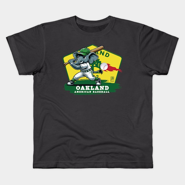 USA - American BASEBALL - Oakland - Baseball mascot - Oakland baseball Kids T-Shirt by ArtProjectShop